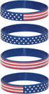 American Flag Silicone Stretchable Bracelet 4-Pack...