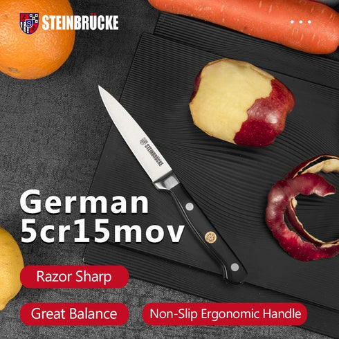 Gioventù Paring Knife 4 inch - Small Kitchen Knife Forged from German Stainless Steel 5Cr15Mov (HRC58), Full Tang, Sharp Paring Knives for Cutting...