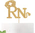 RN Cake Topper, Congrats Grad Nurse Cake Decor, 2025 Nursing School Graduation Party Decorations Supplies,Gold Glitter...