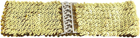 Girl Wide Sequin Belt, Glitter Elastic Fabric Belt Cinch F Thin Women...