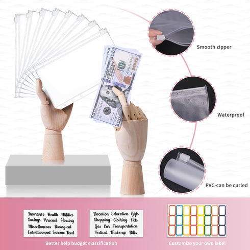 Onlyesh Budget Binder, Cash Envelopes for Budgeting, Money Organizer for Cash, 28Pcs Budget Binder with Cash Envelopes, Marble 6-Ring Money Saving...