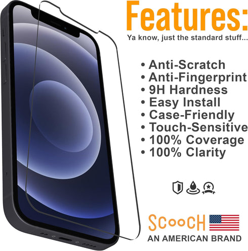 Scooch (5-in-1 iPhone 12 Mini Screen Protector (3-Pack) with Camera Lens Protector (2-Pack) Premium 9H Tempered Glass, Anti-Scratch, Anti-Fingerpr...