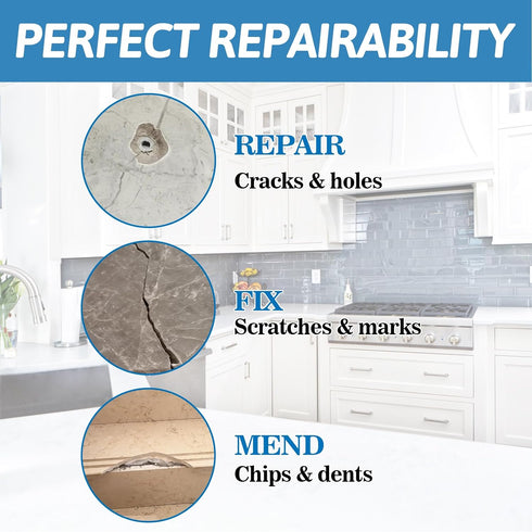 Marble & Granite Repair Kit, Tintable Porcelain Repair Kit, Quartz Countertop Repair Kits for Marble, Quartz, Resin, Acrylic, Granite and More...