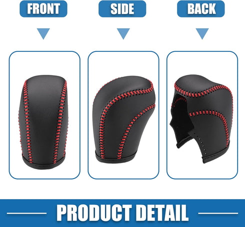 Gear Shift Lever Cover Automotive Interior Gear Shift Knob Trim for Volkswagen Atlas 2018-2022 Black Red Stitches...