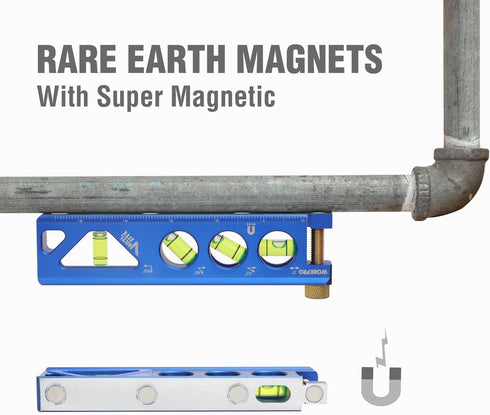 WORKPRO Torpedo Level, Magnetic, Verti. Site 4 Vial for Conduit Bending, Aluminum Alloy Construction, 6-1/2 inch...