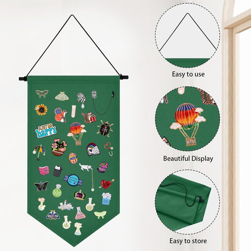 Kunyeah Wall Hanging Brooch Organizer Storage Case Colorful Canvas Pin Board Stand Enamel Pin Badge Hanging Holder Display Banner Earrings Collect...