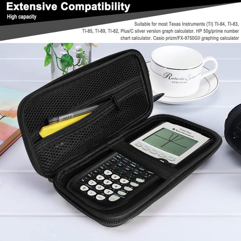 Xberstar Case for Texas Instruments TI-84 TI-83 Plus CE Graphing Calculators and More - Hard EVA Travel Carrying Shockproof Storage Bag (Pure blac...