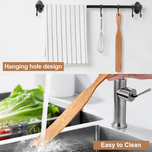 Skinny Wooden Spurtle for Sourdough Starter, Spreading, Baking, Mixing Sourdough Spoon Stirring Stick Wood Bread Spatula for Cooking Utensils Flat...