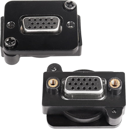 QIANRENON DB15 Panel Mount Straight Through Connector VGA Female to Female Panel Socket Converter 3 Row 15 Hole VGA Panel Coupler, Transmits Analo...