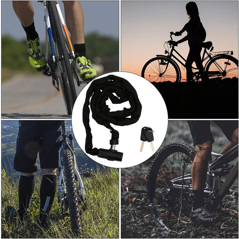 Bike Chain Lock with Key, 1.2m Bike Locks Anti-Theft Chain Lock Portable Lengthen Cycling Safety Locking Chain for Motorcycle Electric Scooter...