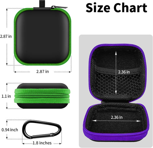 MOLOVA 2Pack Square Earbud Case Portable EVA Carrying Case Storage Bag Cell Phone Accessories Organizer with Carabiner for Earphone, Earbud, Earpi...