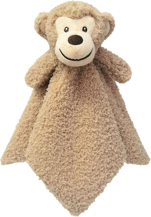 Baby Light Brown Monkey Soft Stuffed Animal Security Blanket, Plush Monkey Character Lovey Blanket, Baby Shower/Nursery Gift, Cuddly Newborn, Infa...