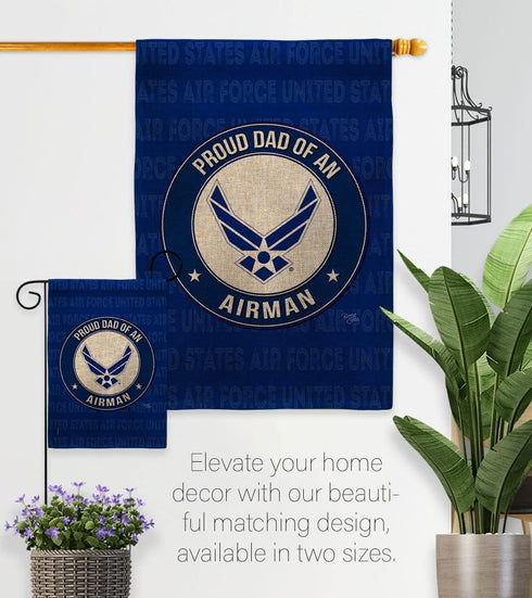 Breeze Decor Proud Dad Airman Burlap Garden Flag Armed Air Force USAF United State American Military Veteran Retire Official House Decoration Bann...