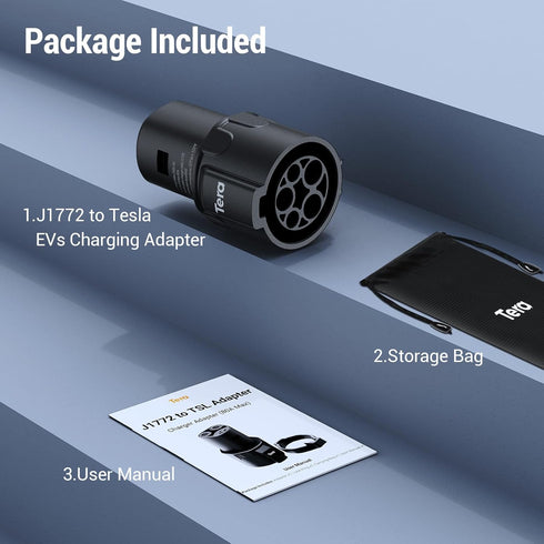 Tera J1772 to Tesla Charging Adapter: FCC Certified J1772 Charging Adapter with Lock for Tesla 3 Y S X Max 80A 250V AC Plug & Play Widely Compatib...