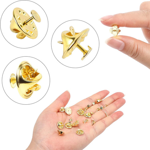 JANYUN 120 Pairs Butterfly Clutch Tie Tacks Pin Back Replacement with 8mm Length 4mm Width Blank Pins for Craft Making (4mm, Gold)...