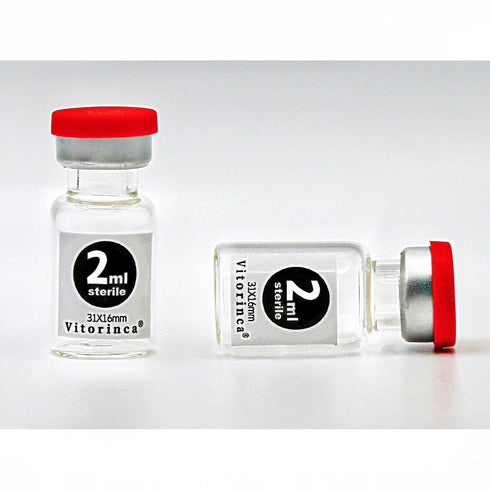 Vitorinca 2ml Sterile Glass Vials, 10 Packs-2ml Sterile Empty Vial with Self-Healing Injection Port and Flip Top Cap, Sterile Package, for use in ...