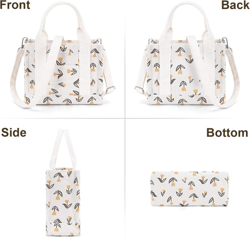 Corduroy Tote Bag Small Satchel Bag for Women Crossbody Bag Purse with Zipper Casual Hobo Handbag...
