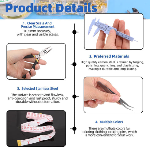Glarks 1467Pcs Jewelry Making Supplies Kit, Jewelry Repair Tools with Accessories Jewelry Making Pliers, Beading Wires and Jewelry Findings for Je...