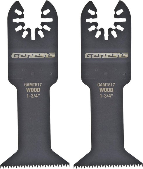 Genesis GAMT517-2 Universal 2-Pack 1 3/4" Course Tooth Oscillating Multi-Tool Quick-Release Flush Cut Blade...