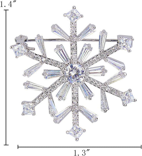 EleQueen Women's Silver-tone Full Zircon Winter Snowflake Art Deco Brooch Pin Clear...