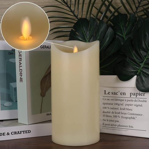 Eldnacele Large LED Candles with 6H Timer Flickering Flame, Battery Operated Electric Candles with Real Wax Warm Light for Christmas Halloween Hom...