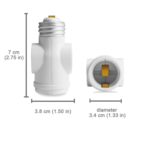 2 Outlet Light Socket to Plug Adapter, Electrical Screw in Light Bulb Socket Outlet Adapter, Lamp Holder, Dual Polarized E26 ETL, White (4PACK)...