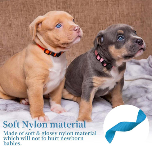 Puppy ID Collar -Identification Adjustable Collars for Newborn Dog Cat, Super Soft Nylon Safety Puppy Whelping Litter Collars for Newborn Pets (Br...
