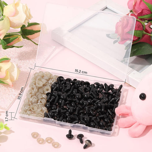 Vanblue Safety Eyes 260PCS 12mm Plastic Black Craft Eyes with Washers Teddy Bear Eyes for Amigurumi Stuffed Animals Crochet Toys Crafts Making Hal...