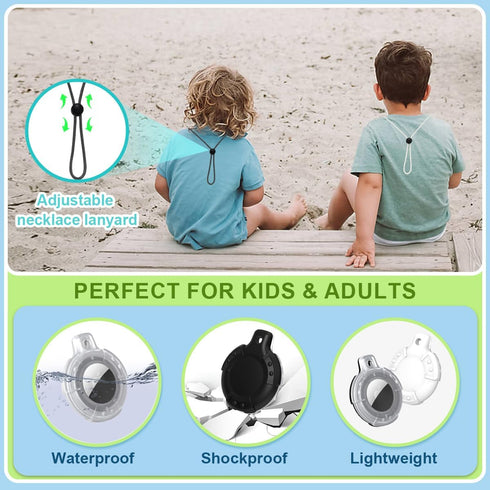 AirTag Case, Waterproof AirTag Bracelet & Necklace for Kids, Soft Silicone Air Tag Holder with Key Ring (Black+ Beige, White)......