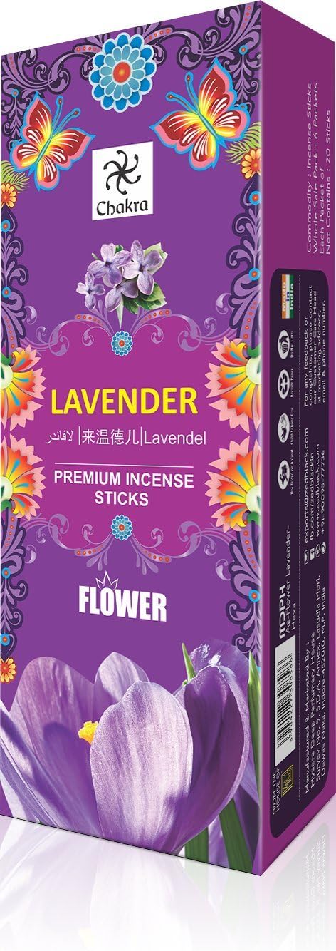 Lavender Incense Sticks Pack of 120 – Natural Aromatherapy for Relaxation, Meditation & Air Purifying – Chakra Premium Hand-Rolled Incense – Gift ...
