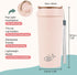 bioGo 16oz Pink Travel Coffee Cup - Reusable Mug with Lid - Microwave & Dishwasher Safe - Reusable Coffee Cup - Rice Husk Coffee Mug - Rice Husk T...