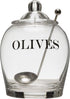 Creative Co-Op Clear Glass "OLIVE" Jar with Lid & Slotted Stainless Steel Spoon (Set of 3 Pieces including Lid)...