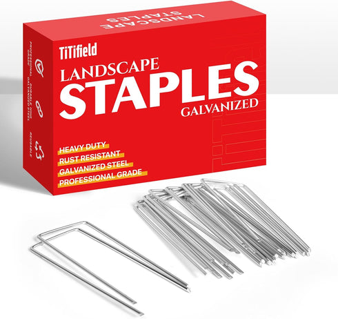 Landscape Staples 4 Inch 50 Pack 12 Gauge, Garden Staples Galvanized Ground Stakes Anti-Rust Landscape Fabric Staples Garden Stakes for Irrigation...