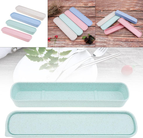 OriGlam 1pcs Portable Flatware Box Travel Tableware Storage Case Box, Utensil Case Flatware Storage Box for Cutlery Kit (Beige)...