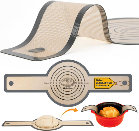 Silicone Bread Sling for Dutch Oven- Double Thickness Platinum Silicone –Reusable Non-Stick & Easy Clean Silicone Bread Baking Mat with Extra Long...