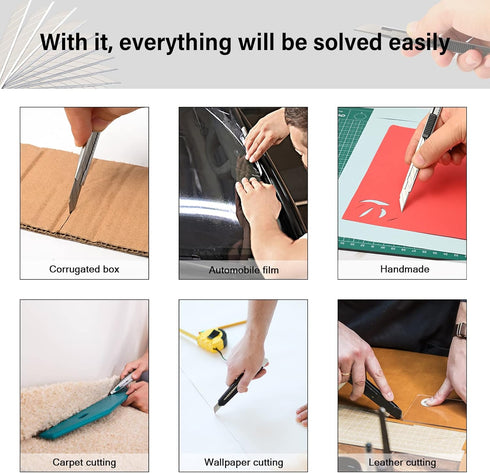 FOSHIO 100PCS Universal 9mm Utility Knife replaceable carbon steel blade, High Hardness Snap-Off Spare Blades Auto Wrap Vinyl Cutter Craft Knife B...