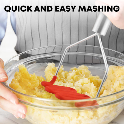 Zulay Kitchen Non-Scratch Potato Masher – Heavy-Duty Stainless Steel & Silicone Hand Masher for Smooth Mashed Potatoes, Avocados & More – Durable ...