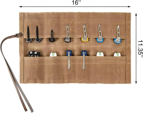 Knife Display Bag With 12 Slots Pocket Knives,Folding Knife Holder Organizer,Knives Roll Collection Protector Bag,Tactical Outdoor for EDC Mini Kn...