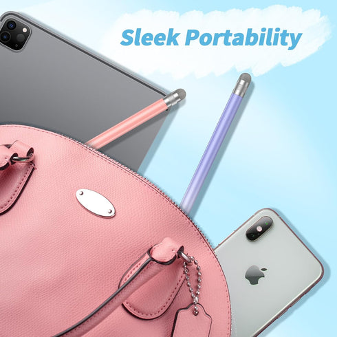 Universal Stylus Pens for Touch Screens (2 Pcs), High Sensitivity Fiber Tips, Compatible with Apple/iPhone/iPad/iOS/Android/Samsung Tablets and Al...