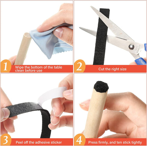 4 Rolls 120 Inch Felt Strip with Adhesive Backing Felt Tapes Furniture Felt Strip Rolls Self Stick Heavy Duty Polyester for Protecting Furniture a...