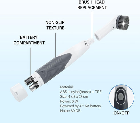 KALIMO 4 in 1 Electric Cleaning Brush with 4 Interchangeable Heads Mini Wireless Portable Sonic Scrubber Electric Spin Oscillating Power Tool for ...