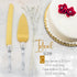 Cake Knife and Server Set, Cake Cutter and Pie Spatula, Gold Blade and Faux Crystal Handle Wedding Cake Cutting Set, Stainless Steel Gold Knife Se...