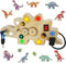 Toddler Busy Board, Montessori Toys for 1-3 + Year Old Baby, Wooden Busy Board with Led Light, Dinosaur Toddler Toys Sensory Toys Travel Toys for ...