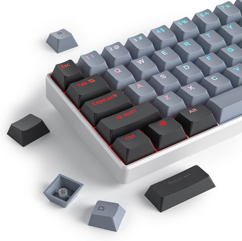 Guffercty kred 61-Keys PBT 60% Keycaps 60 Percent Shine-Through OEM Profile Keycaps Backlit US Layout for 60% Mechanical Keyboard (61 Grey Black)...