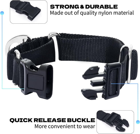 Martingale Dog Collars, Adjustable Nylon Dog Collar with Quick Release Buckle, No Choke Dog Training Collar for Small Medium Large Dogs (Blue, M)...