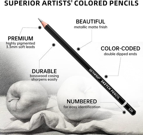 Sketch Pencil Set - 14 Pack, Graphite Pencils Drawing, Shading and Sketching Supplies for Pro Artists...