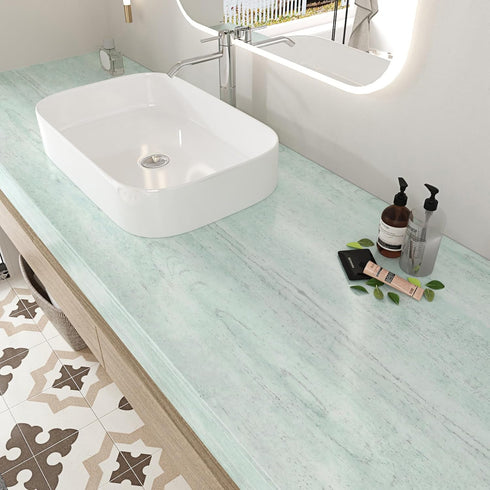 Green Wood Contact Paper for Countertops Peel and Stick Wallpaper Vinyl Waterproof Self Adhesive Wallpaper for Cabinets Wood Vinyl Wrap Green Cont...