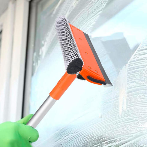 Window Squeegee for Home, Window Cleaner Tool with Extension Pole 20''-30'', Window Washer for Shower, Car Windshield, Mirror, Glass Cleaning...