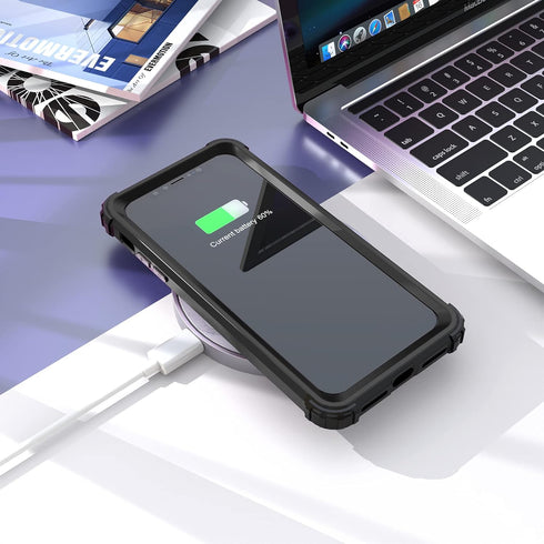 IDweel for iPhone Xs Max Case with Tempered Glass Screen Protector, 3 in 1 Shock Absorption Heavy Duty Protection Hard PC Cover Soft Silicone Bump...