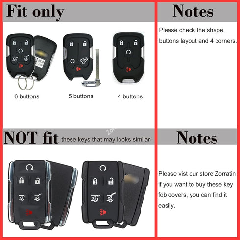 Silicone Key Fob Cover Protector for 6 Buttons Smart Key Fob Cover Case Remote Protector Skin Keyless Jacket Holder Compatible with Chevrolet Subu...